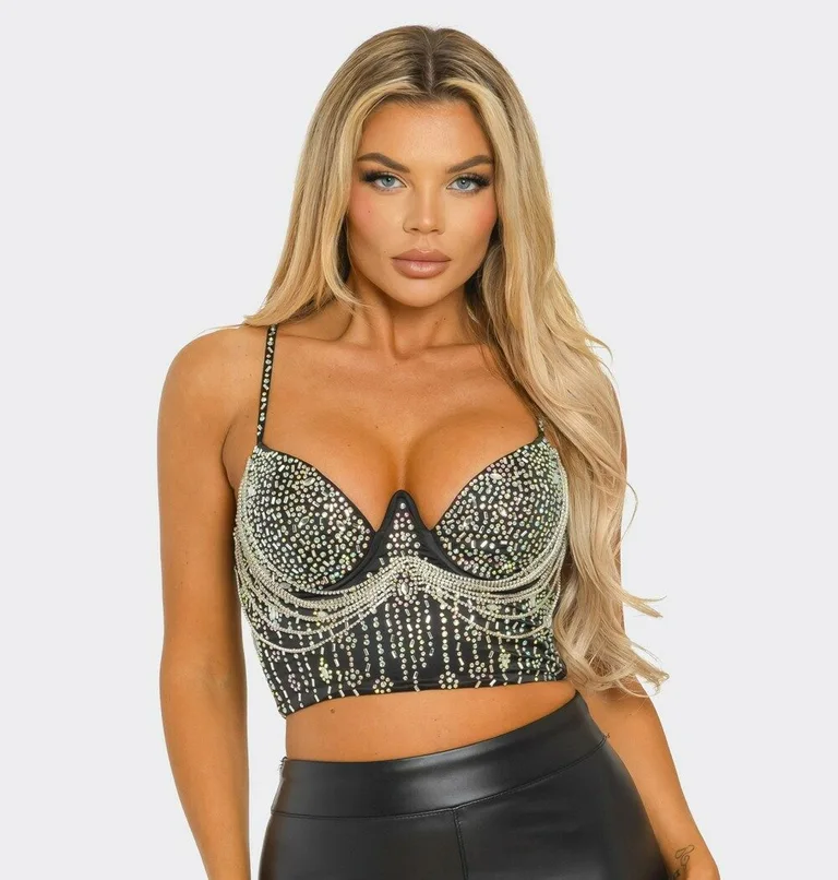 Corset de strass con cadenas — fotografía 1
