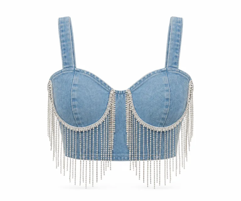 Top Denim Strass — fotografía 1