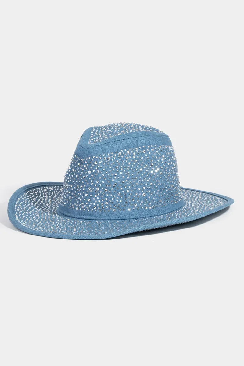 Gorro cowboy denim con strass, fotografía 1