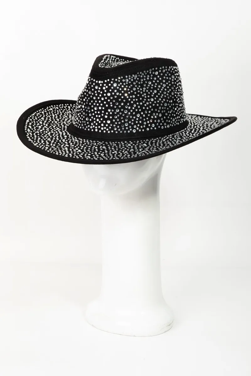 Gorro cowboy negro con strass, fotografía 1