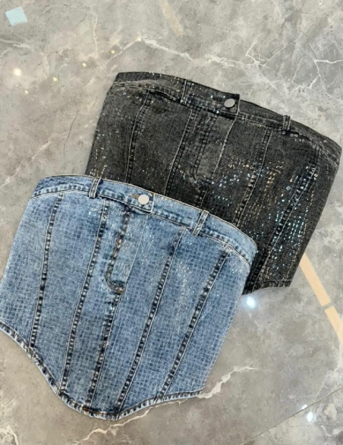 Corset strapless de jean, fotografía 1
